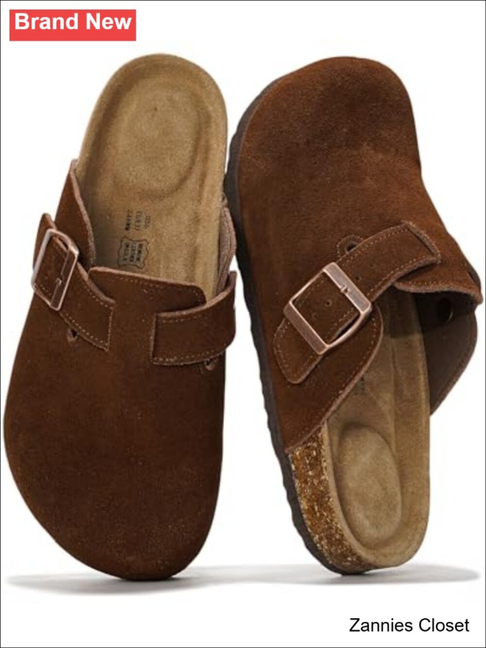 ✨ Genuine Leather Slip-On Clogs for Women Cork Footbed Mules